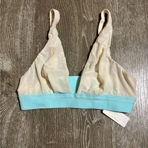 Aerie Cream and Light Blue Bralette SMOOTHEZ